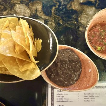Caló Kitchen + Tequila - Chips & Salsa + Black Bean Dip - Cocktail Bars Near Me - Costa Mesa, California