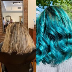 Bucci - Before and after, turquoise ombré! Done by Sam