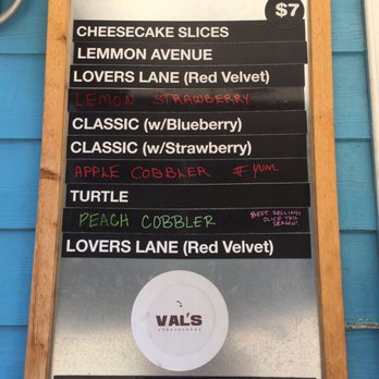 Val's Cheesecakes - Menu: 10/2/16 - Desserts Near Me - Dallas, Texas