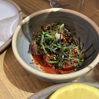 Ernest - Tomatoes marinated in chili oil and nori strips - New American Near Me - San Francisco, California