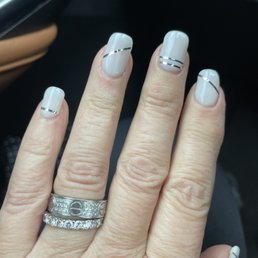 Dip manicure with foil nail art strips Dip manicure with foil nail art strips