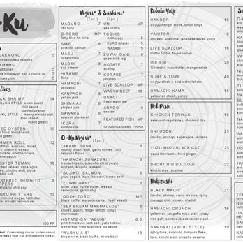 O-Ku - dinner menu - Sushi Bars Near Me - Raleigh, North Carolina O-Ku - dinner menu - Sushi Bars Near Me - Raleigh, North Carolina