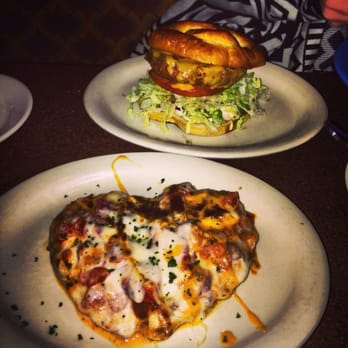 Copper Blue - Carmela chicken and pretzel bun burger - American Near Me - Milford, Ohio Copper Blue - Carmela chicken and pretzel bun burger - American Near Me - Milford, Ohio