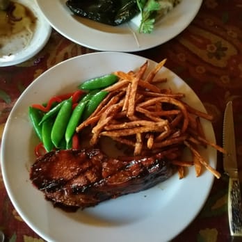 McPhee's Grill - Pork chop with sweet potatoe fries. - Steakhouses Near Me - Templeton, California