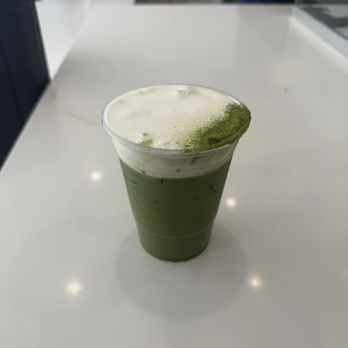 DAMO - Ice matcha with oatmilk and white cream on top - Coffee & Tea Near Me - Los Angeles, California DAMO - Ice matcha with oatmilk and white cream on top - Coffee & Tea Near Me - Los Angeles, California