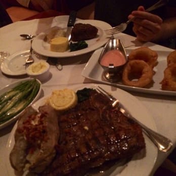 Stockman's Steakhouse - Porter house & Filet minion served w/ mashed potatoes & cream cheese. Both entrees came with salad or soup Delicious! - Steakhouses Near Me - Laughlin, Nevada