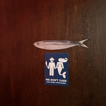 Tres Muchachos - Peace, love and joy to all, couldn't not post this gem of a restroom door - Breakfast & Brunch Near Me - Costa Mesa, California