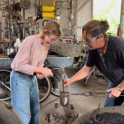 Earthen Metals - Erin teaching my daughter Eliza