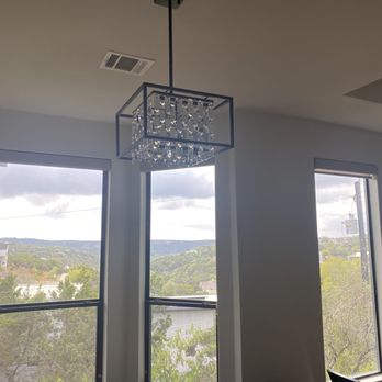 Raptor Electric & General Contractor - New dining room light. Connection moved from other side of ceiling register. - Electricians Near Me - Austin, Texas Raptor Electric & General Contractor - New dining room light. Connection moved from other side of ceiling register. - Electricians Near Me - Austin, Texas