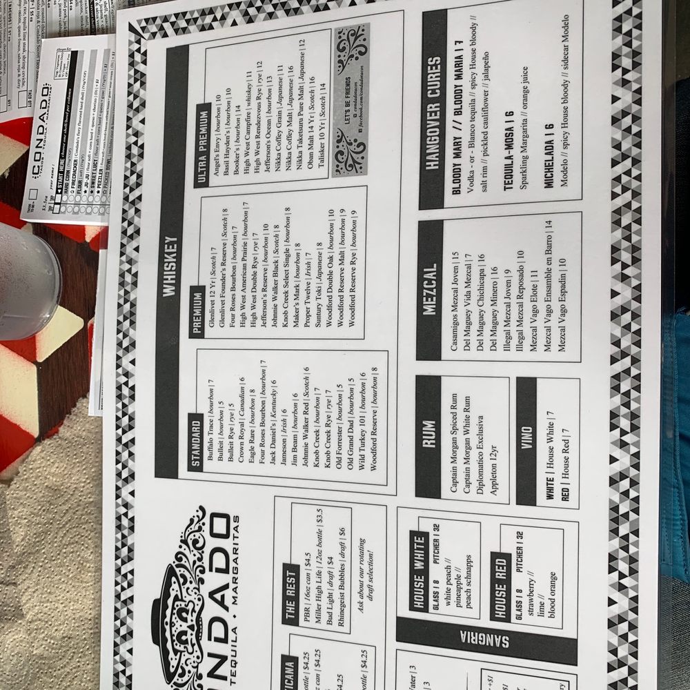 Condado Tacos - Drink menu...it's even laminated! - Tacos Near Me - Indianapolis, Indiana Condado Tacos - Drink menu...it's even laminated! - Tacos Near Me - Indianapolis, Indiana