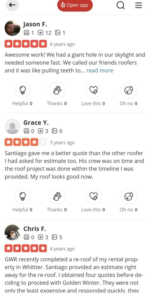 Slide of Golden Winter Roofing