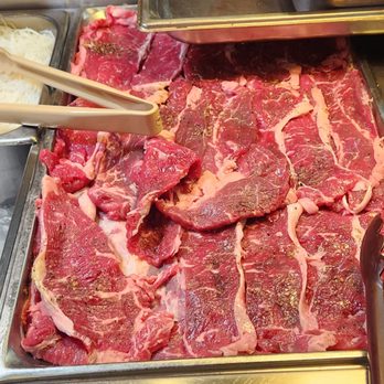 Flaming Buffet - Thin sliced NY steak!!! - Seafood Near Me - Corona, California