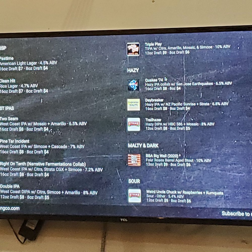 Strike Brewing - Menu - Breweries Near Me - San Jose, California Strike Brewing - Menu - Breweries Near Me - San Jose, California