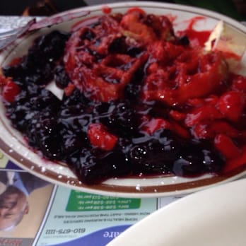 Downingtown Diner - Drenched in fake fruit making the waffle soggy and too sweet to even eat. DO NOT GO HERE - Diners Near Me - Downingtown, Pennsylvania