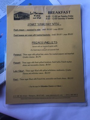 Menu photo 5 La Maison Cafe Newport, OR