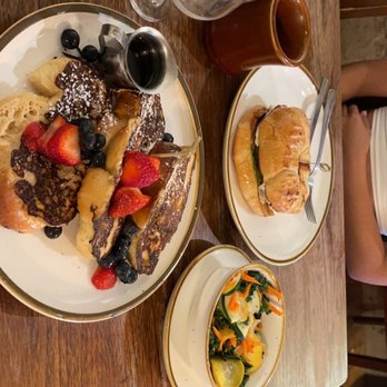The Root Cellar Cafe - The Rae Sandwich Breakfast  Brazilian French Toast Breakfast Mimosa (didn't make it in the picture) - Breakfast & Brunch Near Me - San Marcos, Texas