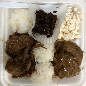 Scoopers Lunch Wagon - Scooper regular portion BBQ hamburger steak and onion. - Food Trucks Near Me - Mililani, Hawaii
