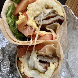 Central Park Bagel - Monterey cheese egg and sausage wrap