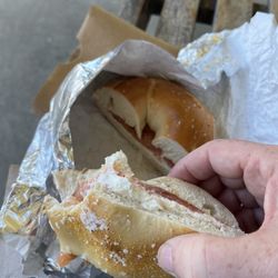 Lighthouse Bagels & Deli - Salt Bagel with Cream cheese and lox