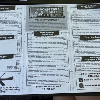 Voyageurs Lodge and Cookhouse - Menu 1/2 (June 2020) - Canadian (New) Near Me - Batchwana, Ontario
