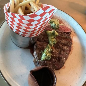 Kestrel Kitchen - Steak Frites.  10-oz. Mishima reserve zabutan, chimichurri butter, skinny fries. - Salad Near Me - Indian Wells, California
