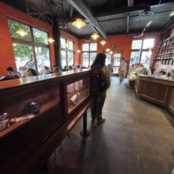 Mishka's Cafe - This is a view from the back of the business.   You order in the front,  and the drinks come out in the back, - Coffee & Tea Near Me - Davis, California