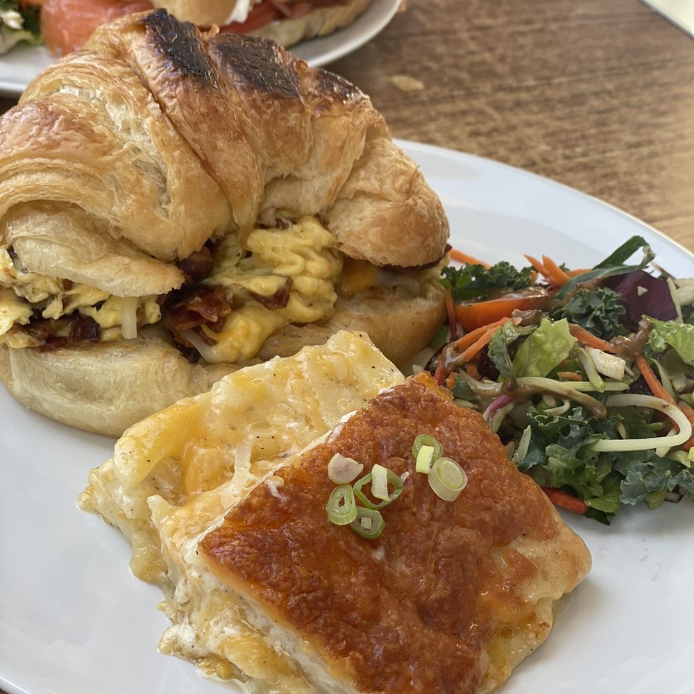Le Coffee Shop - Sausage egg and cheese Croissant au gratin potatoes with cheese (DELICIOUS!!) And and side salad with cranberries and vinaigrette. - Breakfast & Brunch Near Me - Temecula, California Le Coffee Shop - Sausage egg and cheese Croissant au gratin potatoes with cheese (DELICIOUS!!) And and side salad with cranberries and vinaigrette. - Breakfast & Brunch Near Me - Temecula, California