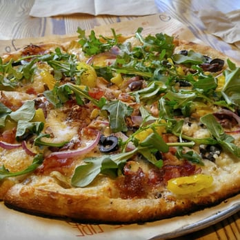 Blaze Pizza - White top pizza with additional toppings. - Pizza Near Me - Chicago, Illinois