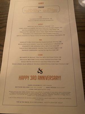 Menu photo 8 Fox & The Knife Boston, MA