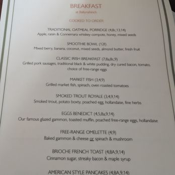 Ballynahinch Castle Hotel - Breakfast menu - Hotels Near Me Ballynahinch Castle Hotel - Breakfast menu - Hotels Near Me
