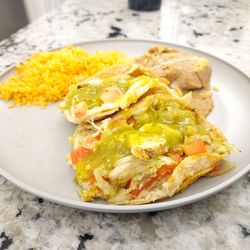 Whata Taco Authentic Mexican Food - Chicken tacos with rice and refried beans
