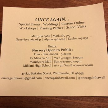 Once Again Hawaii - Nurseries & Gardening Near Me - Waimanalo, Hawaii Once Again Hawaii - Nurseries & Gardening Near Me - Waimanalo, Hawaii