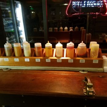 Wisconsinburger - Condiments bar .. all those dips sauces ketchups - Burgers Near Me - Spokane, Washington Wisconsinburger - Condiments bar .. all those dips sauces ketchups - Burgers Near Me - Spokane, Washington