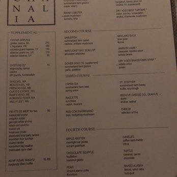 Bacchanalia - Menu (blurry, sorry!) - New American Near Me - Atlanta, Georgia