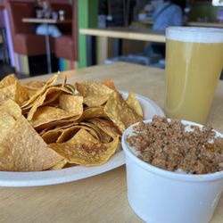 Taco Tonto's - Crooked Pecker - Greenest Cauliflower 10% TIPA. Queso Chorizo and chips