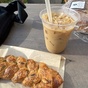 Proof Bread - Salted rosemary twist, iced vanilla latte with oat milk, and the country sourdough loaf! - Bakeries Near Me - Phoenix, Arizona