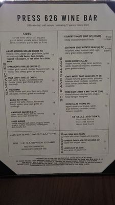 Menu photo 2 Press 626 wine bar Norfolk, VA