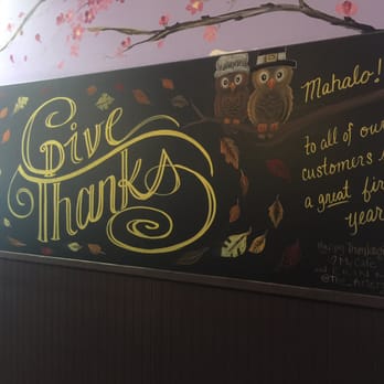 My Cafe - "Give Thanks" chalk painting - Breakfast & Brunch Near Me - Kapolei, Hawaii