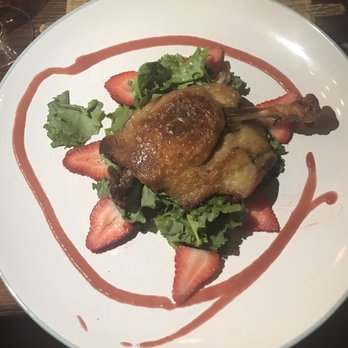 Chez Vous Bistro - Crispy duck confit with rhubarb sauce - French Near Me - Stamford, Connecticut Chez Vous Bistro - Crispy duck confit with rhubarb sauce - French Near Me - Stamford, Connecticut