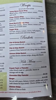 Menu photo 1 Tater's Cafe Dallas, OR