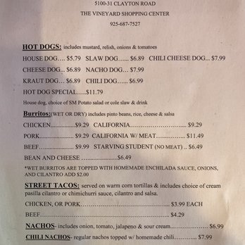 Lisa V's - Menu posted on the window - Mexican Near Me - Concord, California