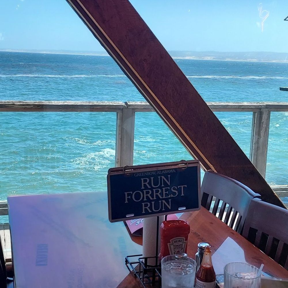Bubba Gump Shrimp - Ocean with many white caps from strong gale winds. - Seafood Near Me - Monterey, California Bubba Gump Shrimp - Ocean with many white caps from strong gale winds. - Seafood Near Me - Monterey, California