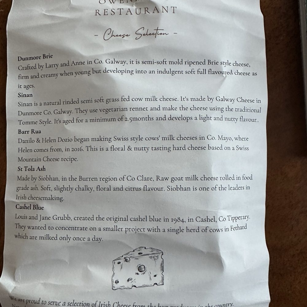 Cheese selection (June 2025)