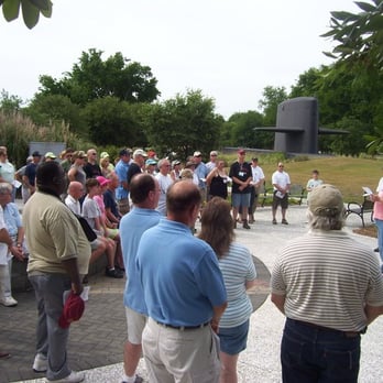 Patriots Point Cold War Submarine Memorial - USS Sunfish SSN-649 former crew members gathering for a memorial service at the bow of the sub - Museums Near Me - Mount Pleasant, South Carolina Patriots Point Cold War Submarine Memorial - USS Sunfish SSN-649 former crew members gathering for a memorial service at the bow of the sub - Museums Near Me - Mount Pleasant, South Carolina