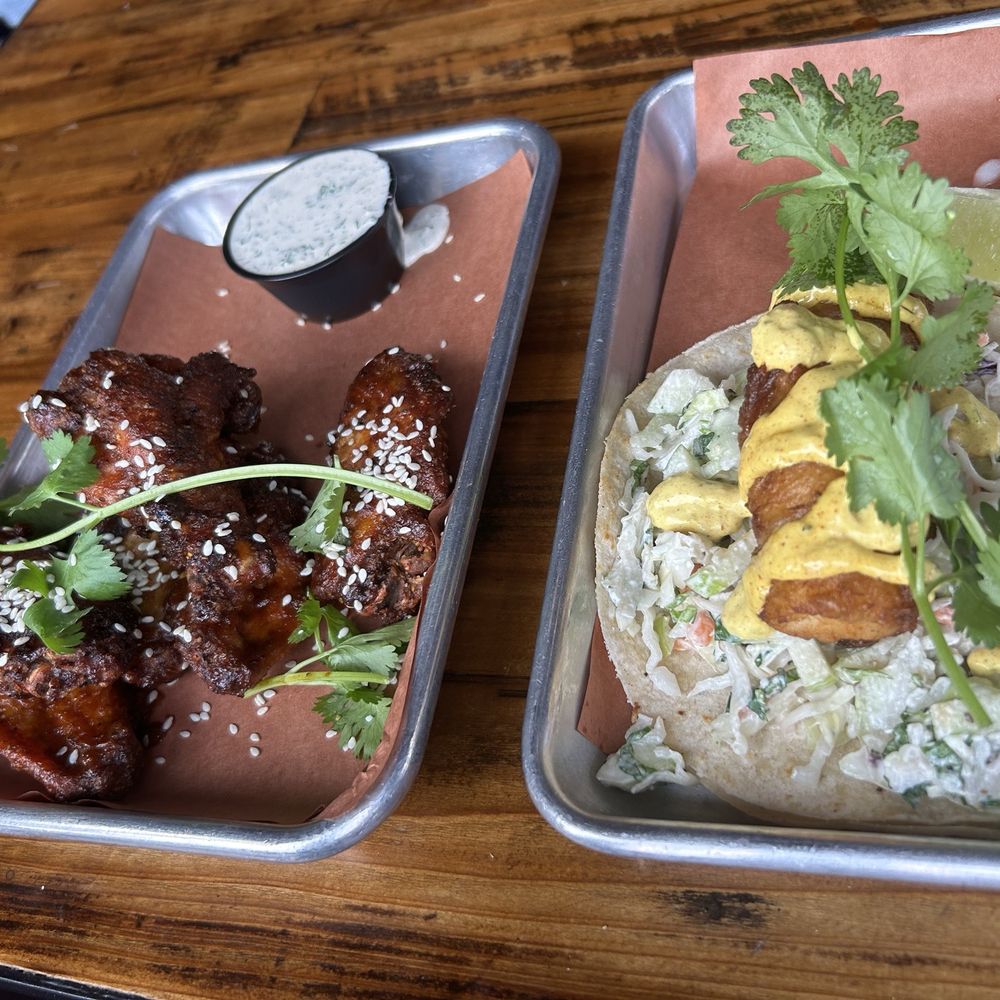 Wings and fish taco