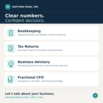 Matthew Ryan, CPA - A sample of what we can provide to you! - Accountants Near Me - Roswell, Georgia Matthew Ryan, CPA - A sample of what we can provide to you! - Accountants Near Me - Roswell, Georgia