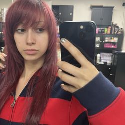 J and J Hair Design - Red color and cut She loves it so much Thnks Desiree