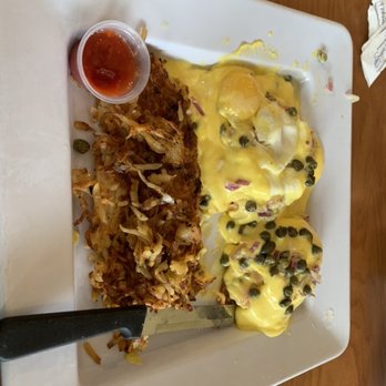 Flashback Diner & Coffeehouse - Eggs Benedict with Smoked Salmon and hashbrowns. They call it the Benny Hill - Diners Near Me - Davie, Florida Flashback Diner & Coffeehouse - Eggs Benedict with Smoked Salmon and hashbrowns. They call it the Benny Hill - Diners Near Me - Davie, Florida