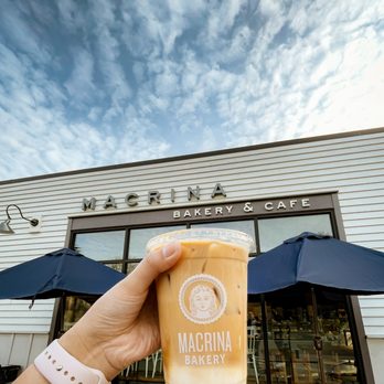 Macrina Bakery & Cafe - Iced vanilla latte in front of cafe - Cafes Near Me - Seattle, Washington