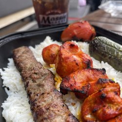 Massis Kabob - The Original Kabobery - #20 Chicken and Ground Beef Sirloin served with rice and a side